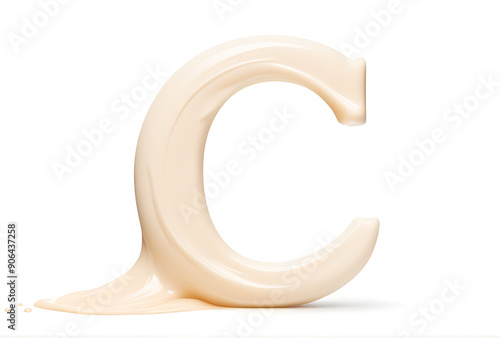 alphabet letter c cream moisturizer smudge texture white background high resolution high details vibrant photo