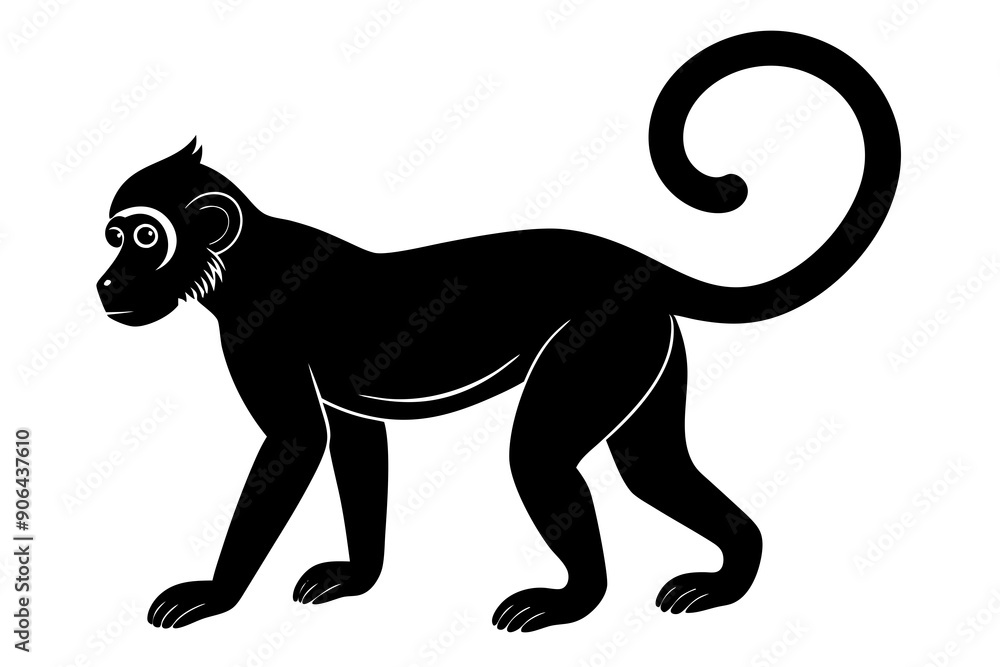 Fototapeta premium Monkey silhouette, Monkey icon vector illustration 