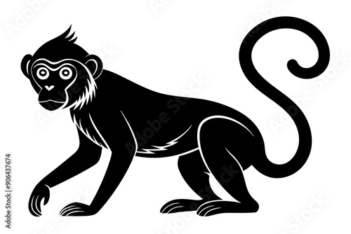  Monkey silhouette, Monkey icon vector illustration 