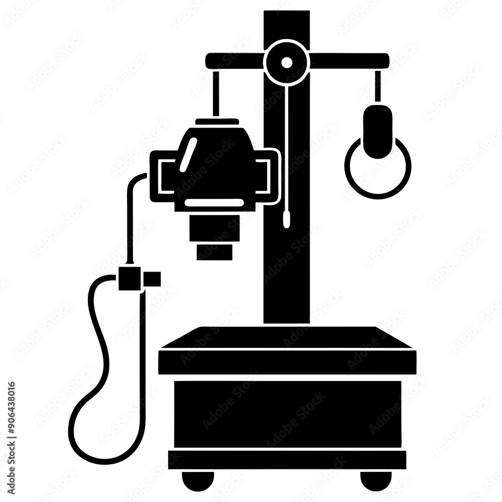 Vector silhouette of Anesthetic machine white background Vector silhouette of Anesthetic machine white background