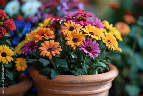 Wallpaper Mural Vibrant Flower Pots Overflowing with Colorful Blooms Torontodigital.ca