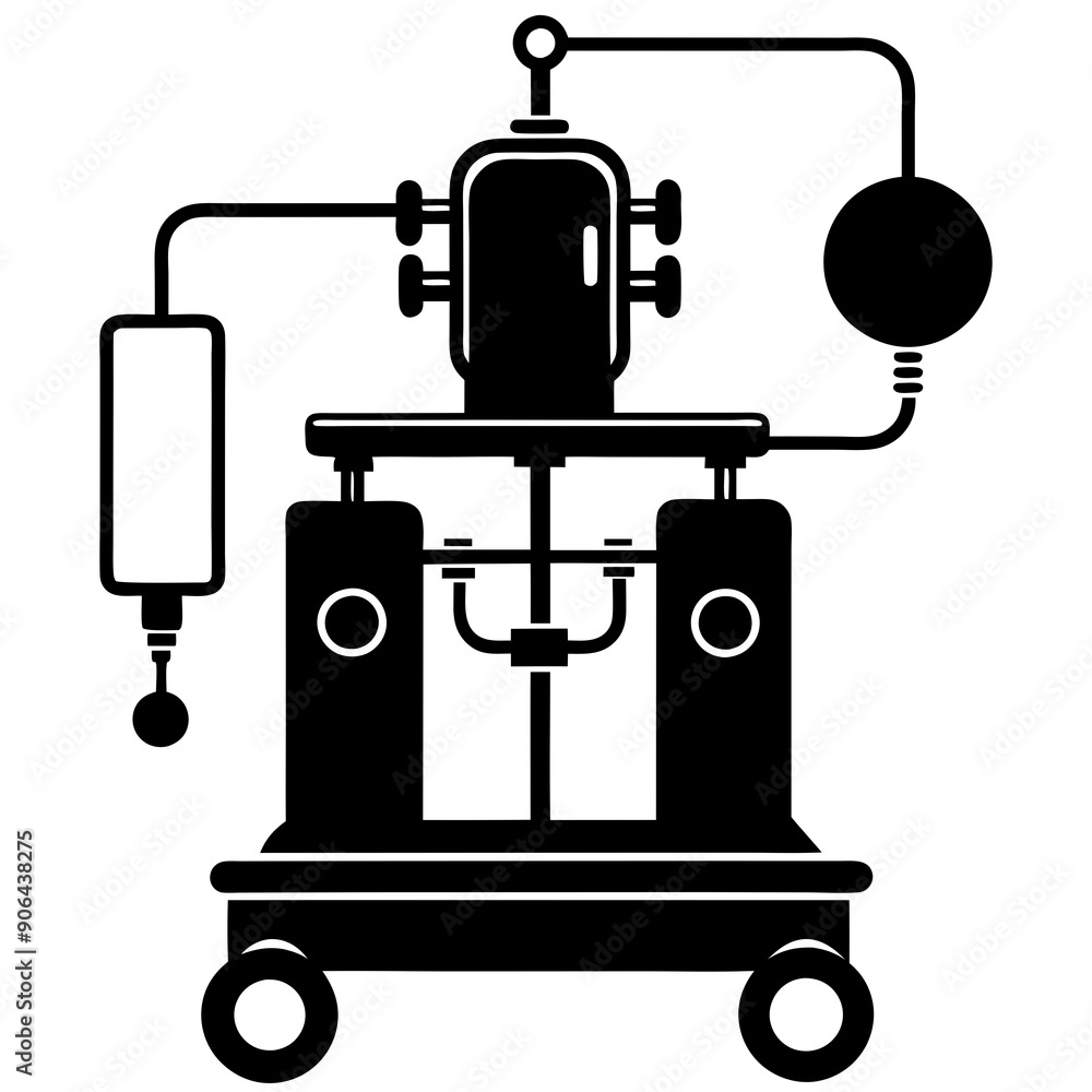 Vector silhouette of Anesthetic machine white background Vector silhouette of Anesthetic machine white background