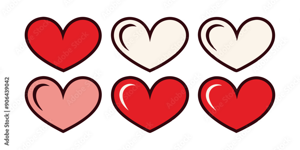 Icon vector illustration of a set of love symbols representing romance and affection, suitable for wedding or Valentine's Day designs Icon vector illustration of a set of love symbols representing romance and affection, suitable for wedding or Valentine's Day designs