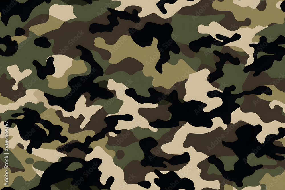 Fototapeta premium Camouflage seamless pattern, military fabric background texture
