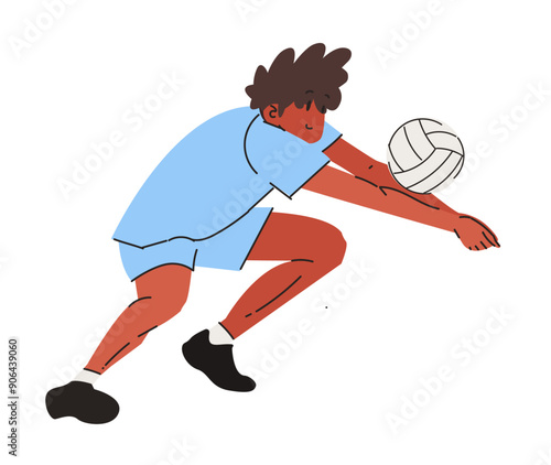 VolleyBall Player Man Jump Smash Sports Set Vector