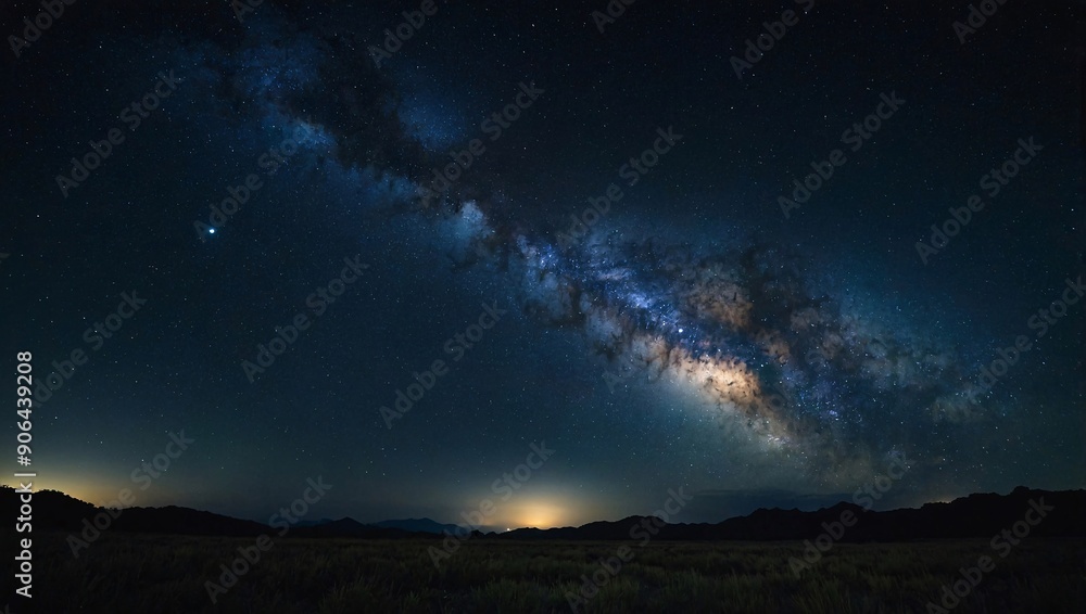 Milky Way and starry sky in dark background with noise and grain Milky Way and starry sky in dark background with noise and grain