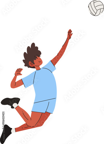 VolleyBall Player Man Jump Smash Sports Set Vector