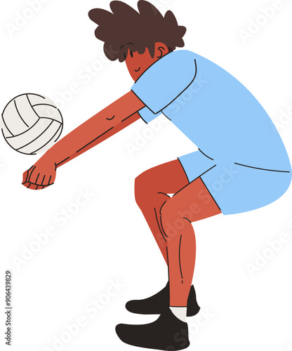VolleyBall Player Man Jump Smash Sports Set Vector