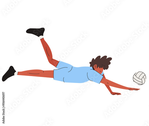 VolleyBall Player Man Jump Smash Sports Set Vector