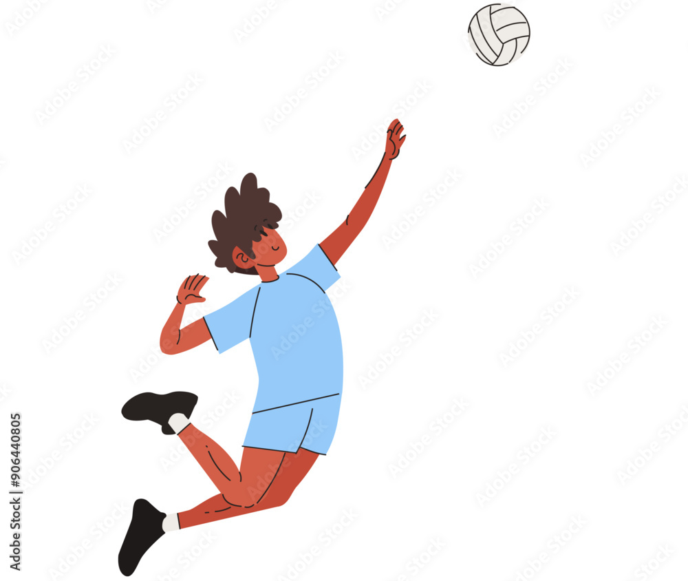 Fototapeta premium VolleyBall Player Man Jump Smash Sports Set Vector