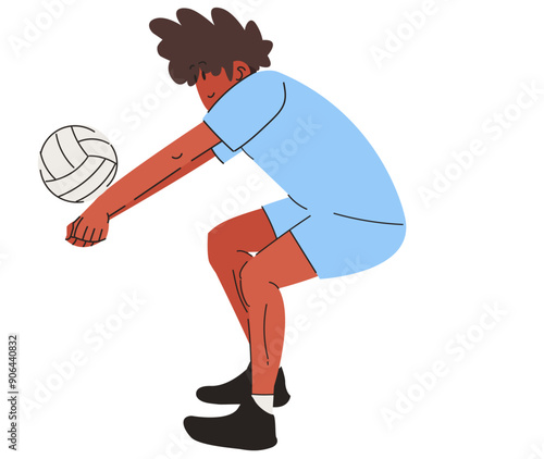 VolleyBall Player Man Jump Smash Sports Set Vector