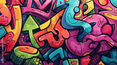 Wallpaper Mural  colourful UHD wallpaper.Abstract Colorful Graffiti Pattern.Generative AI	 Torontodigital.ca