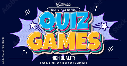 Editable text style effect - Quiz Games  text style theme.