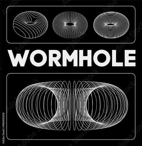 3D wormhole effect curved lines on a white background. Tunnel 3d vector illustration.