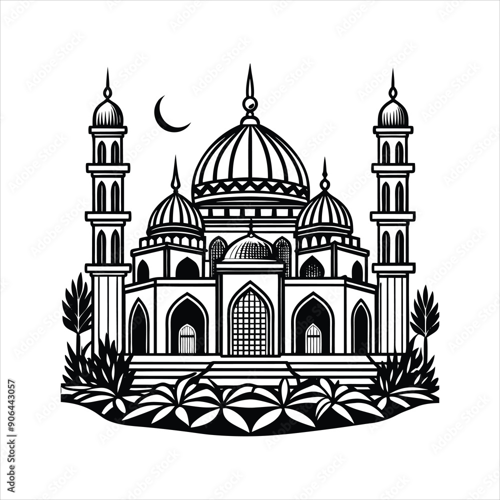Fototapeta premium mosque black & White vector