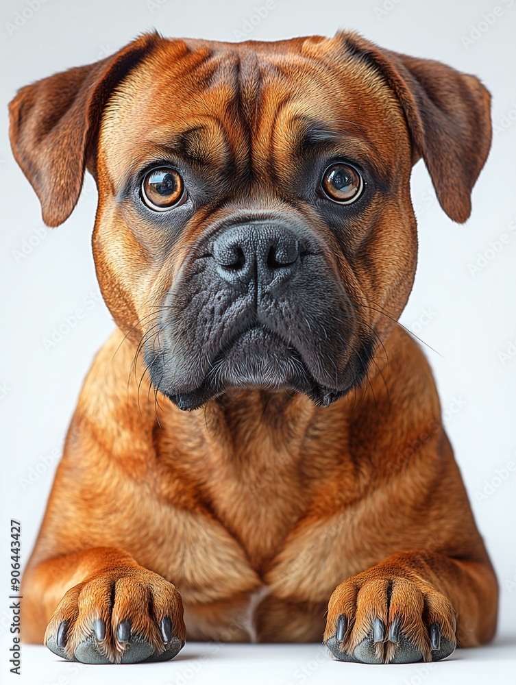 Obraz premium Close up portrait of dog isolated on white background, cute dog, funny dog, calm dog