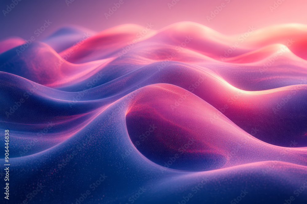 Obraz premium Flowing lines curving through space with gradients shifting from teal to magenta,