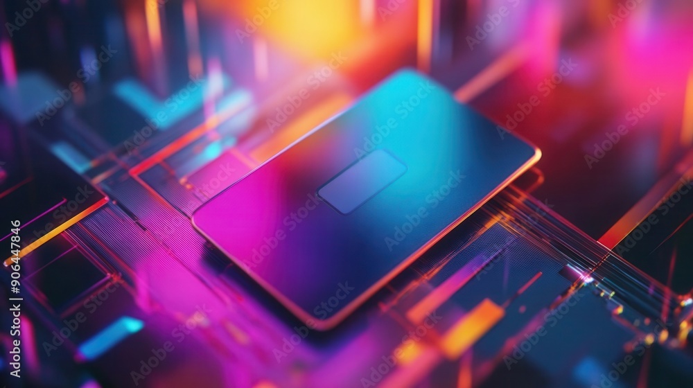Naklejka premium Digital wallet interface on a bright and colorful background, online shopping convenience