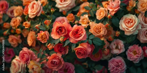 closeup of beautiful roses covering the entire photograph, Generative AI 