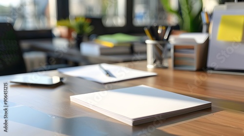 Wallpaper Mural White adhesive note paper on an office desk, ideal for business reminders Torontodigital.ca