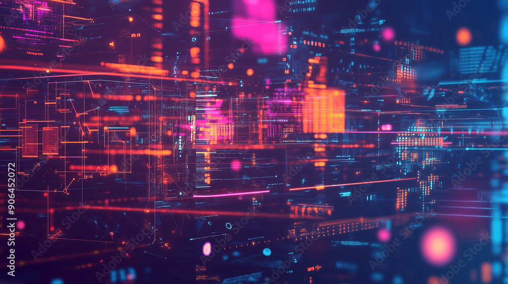 A colorful image of a cityscape with many different shapes and colors. The image is abstract and has a futuristic feel to it A colorful image of a cityscape with many different shapes and colors. The image is abstract and has a futuristic feel to it