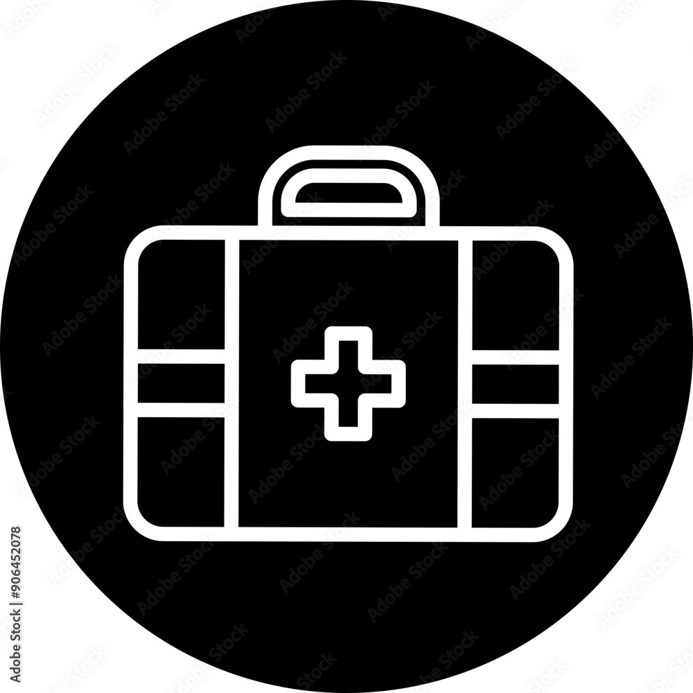 Obraz premium First Aid Kit Vector Line White Circle Black