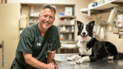 The veterinarian with dog photo