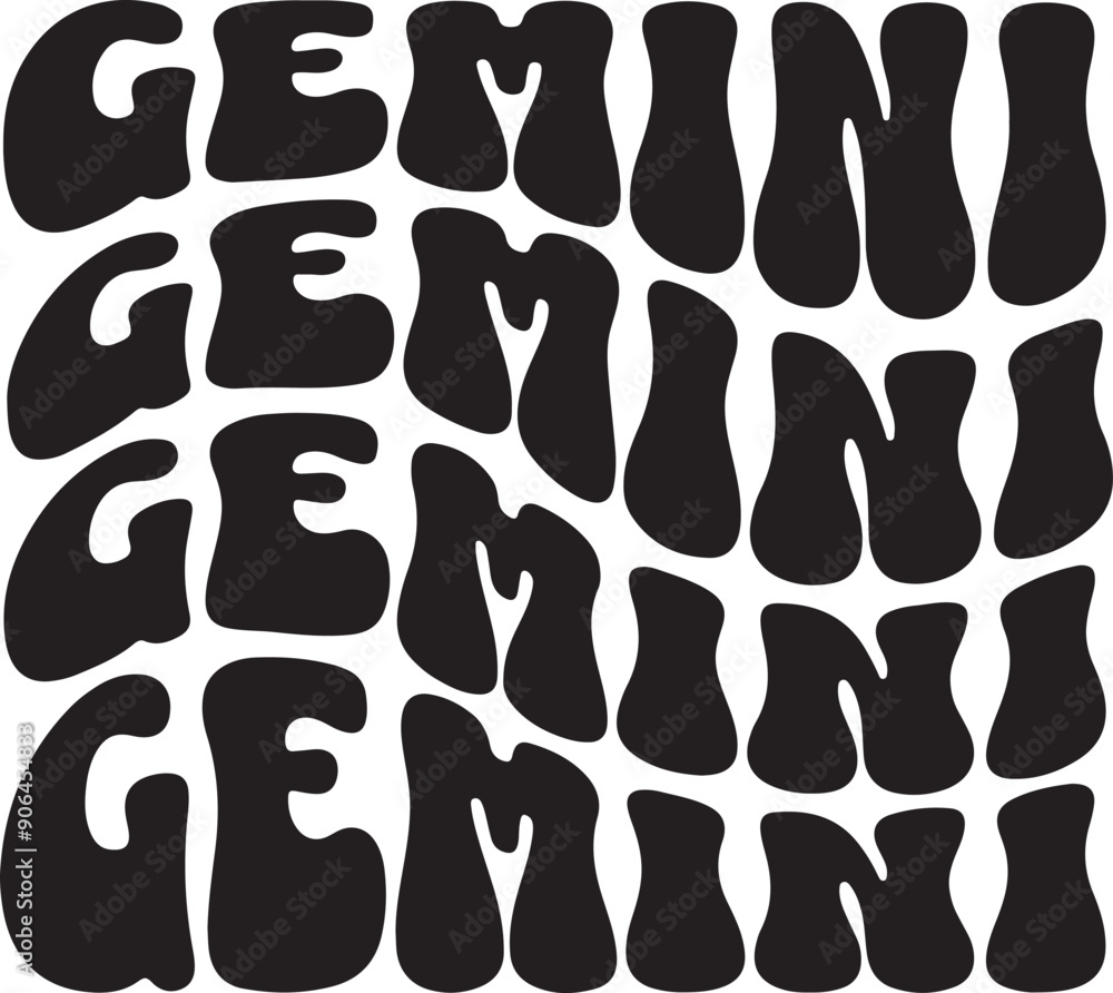 Gemini Wavy Typography Vector Gemini Wavy Typography Vector