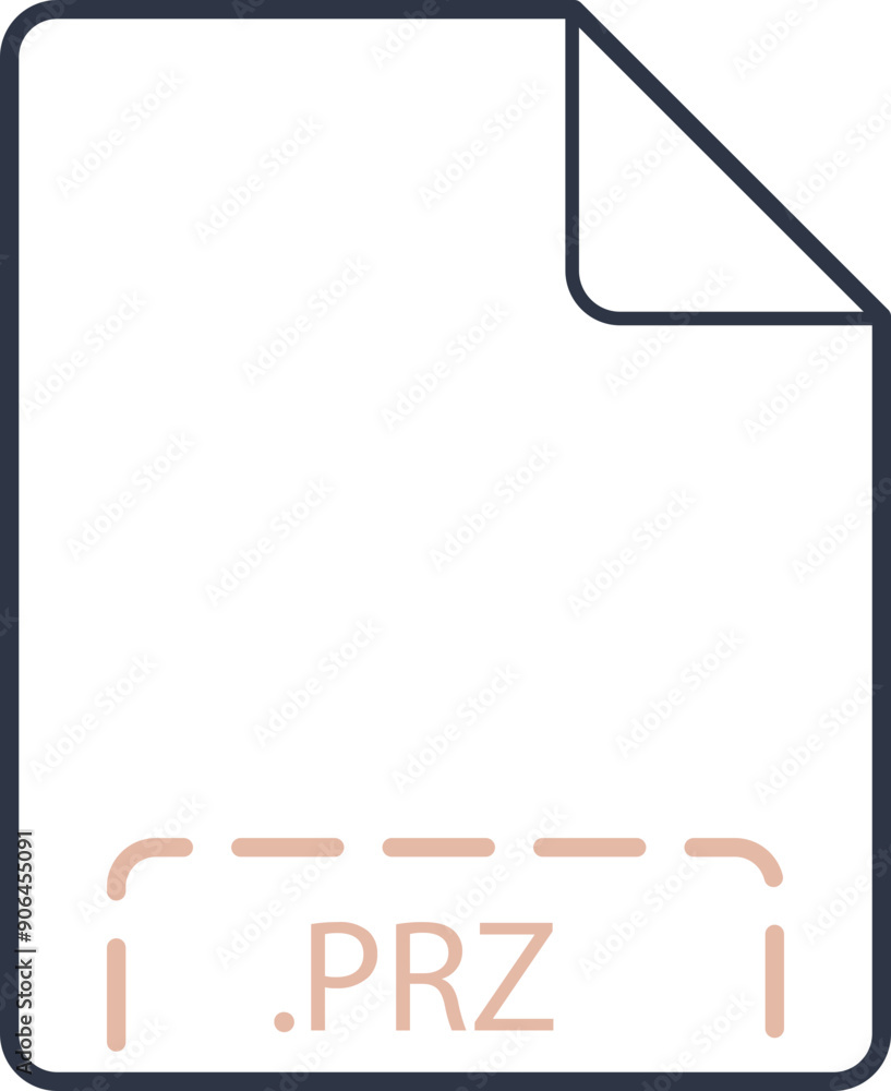 Obraz premium PRZ File icon deep rounded outline