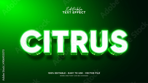 Editable green 3d text effect, glow light text style effect