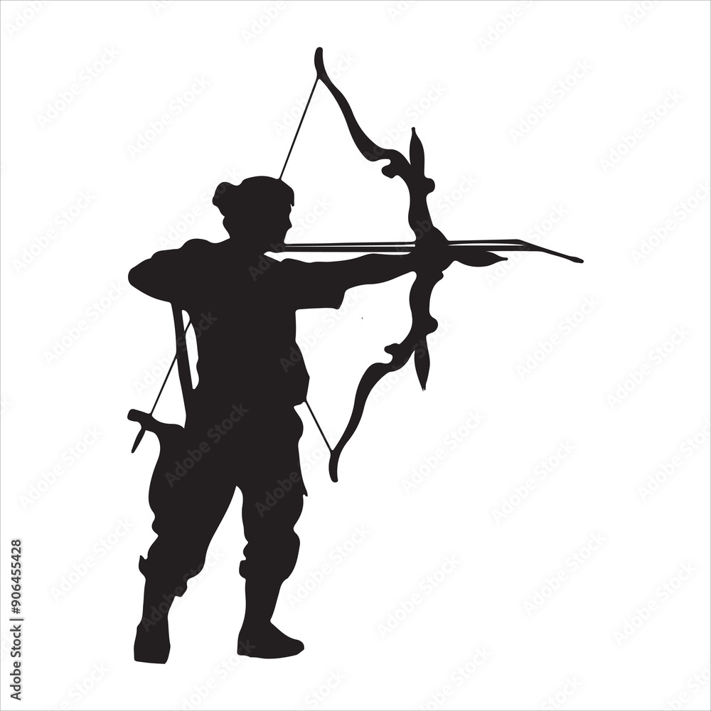 Fototapeta premium Man Archery Silhouette on white background 