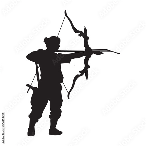 Man Archery Silhouette on white background

