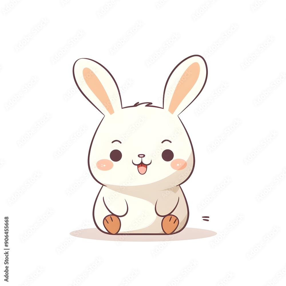 Cute Smiling Rabbit Illustration with Simple Line Art Cute Smiling Rabbit Illustration with Simple Line Art