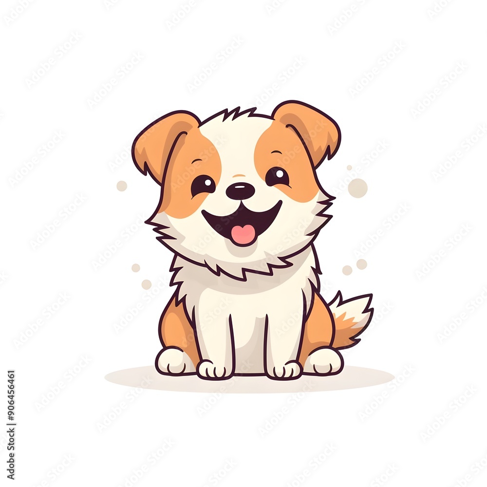 Fototapeta premium Cute Dog Illustration with Simple Lines on White Background