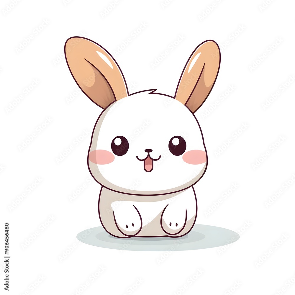 Fototapeta premium Cute Smiling Rabbit Illustration in Simple Cartoon Style