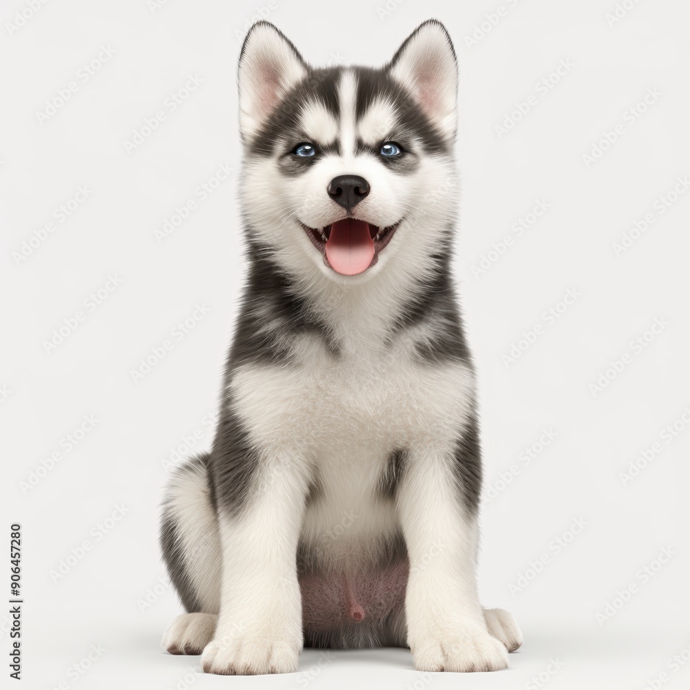 Adorable Husky Puppy Sitting and Smiling Adorable Husky Puppy Sitting and Smiling
