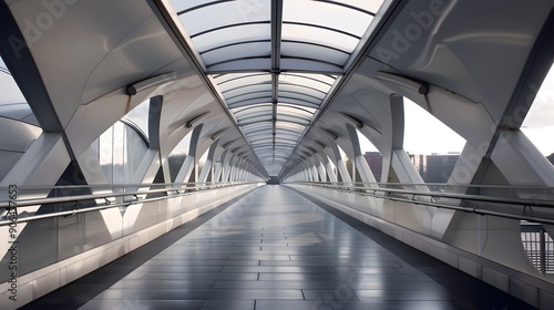 Modern Covered Walkway with Geometric Steel Structure