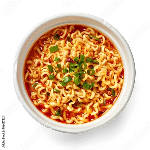 Spicy Instant Noodle Soup with Green Onions photo