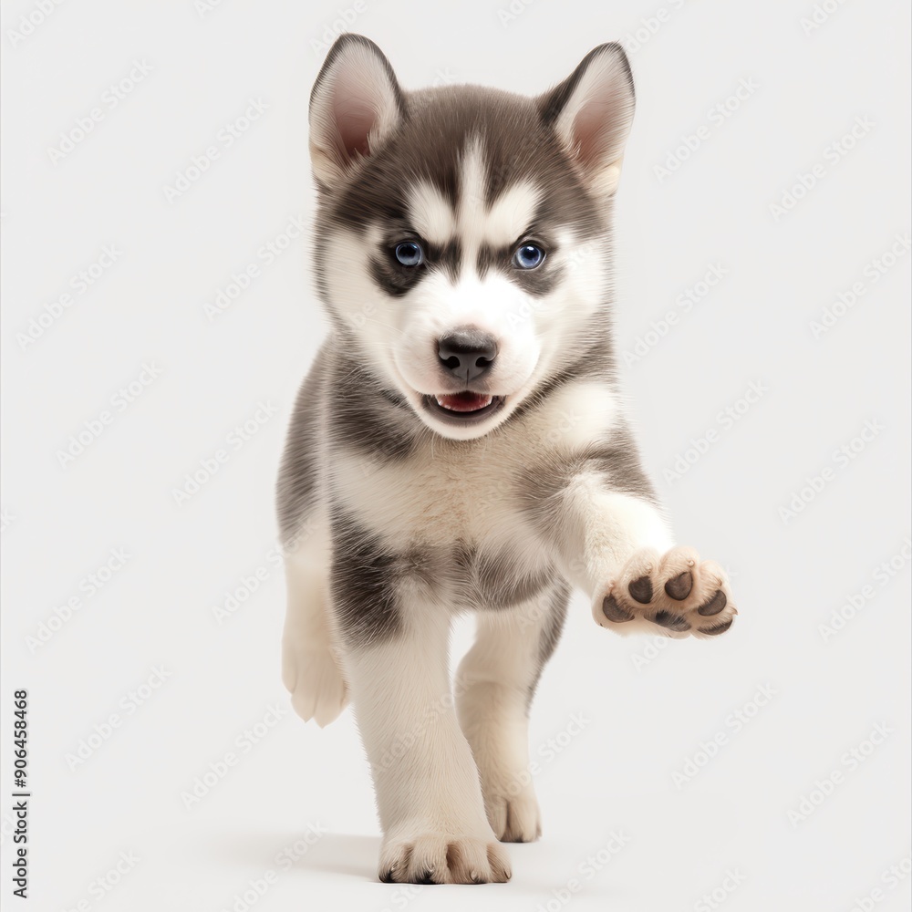 Adorable Siberian Husky Puppy with Blue Eyes Reaching Out Paw Adorable Siberian Husky Puppy with Blue Eyes Reaching Out Paw
