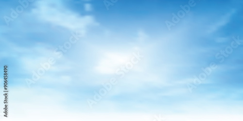 Blue clear sky with white clouds, background for nature, weather or landscapes.
