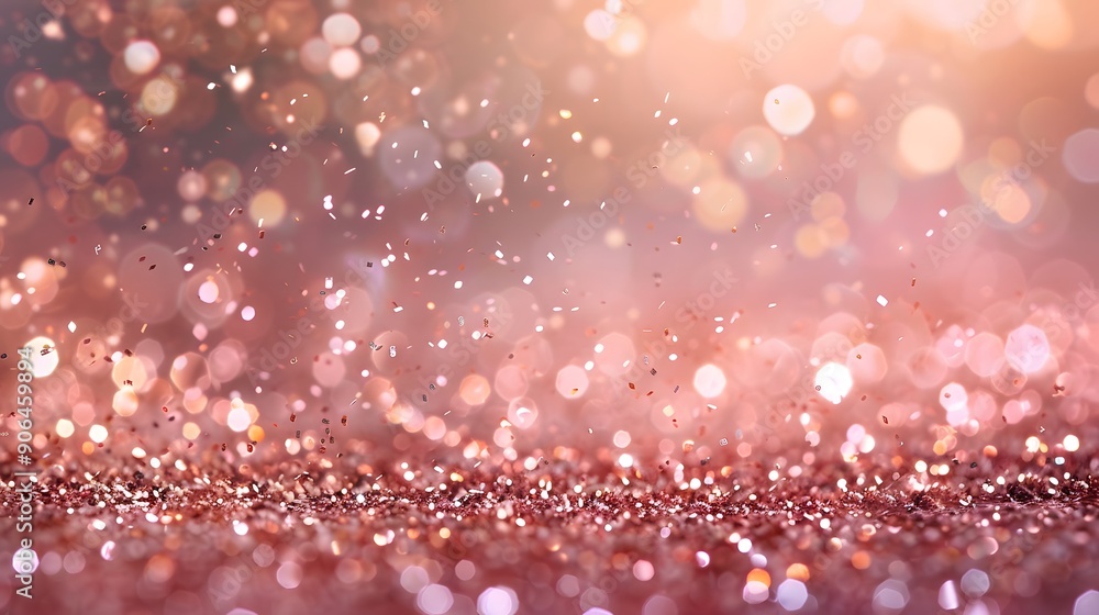 Abstract Rose Gold Glitter Background with Bokeh Lights Abstract Rose Gold Glitter Background with Bokeh Lights
