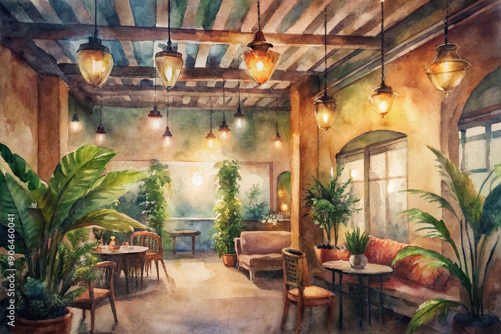 Warm lighting illuminates a cozy café's rustic interior, adorned with vintage decorations, distressed wood, and lush plants, evoking a sense of inviting comfort and entrepreneurial pride. Warm lighting illuminates a cozy café's rustic interior, adorned with vintage decorations, distressed wood, and lush plants, evoking a sense of inviting comfort and entrepreneurial pride.