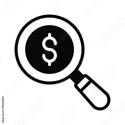 A magnify glass with dollar sign shows a search money icon