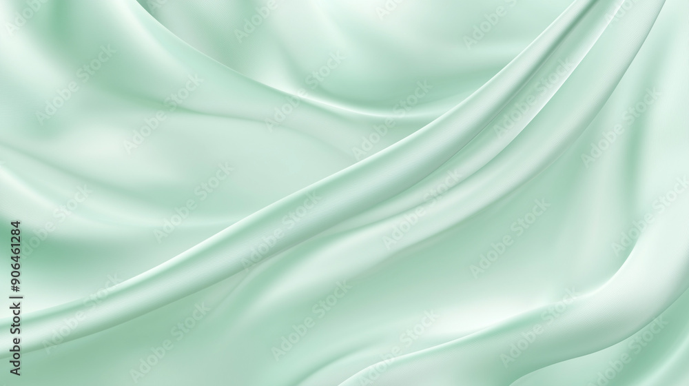 Mint Green Silk Fabric Background With Soft Waves And Texture Mint Green Silk Fabric Background With Soft Waves And Texture