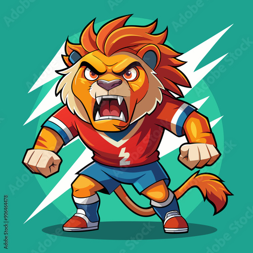 cartoon lion sport football soccer mascot