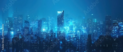 Futuristic Cityscape with Glowing Lights