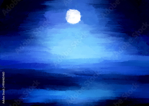 hand painted moonlit seascape landscape 