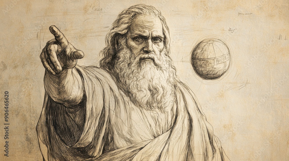 Fototapeta premium Balaam's Vision of Israel's Future Prosperity, Biblical Illustration from Numbers, Balaam's Oracles, Beige Background, Ideal for Religious Education and Worship Materials