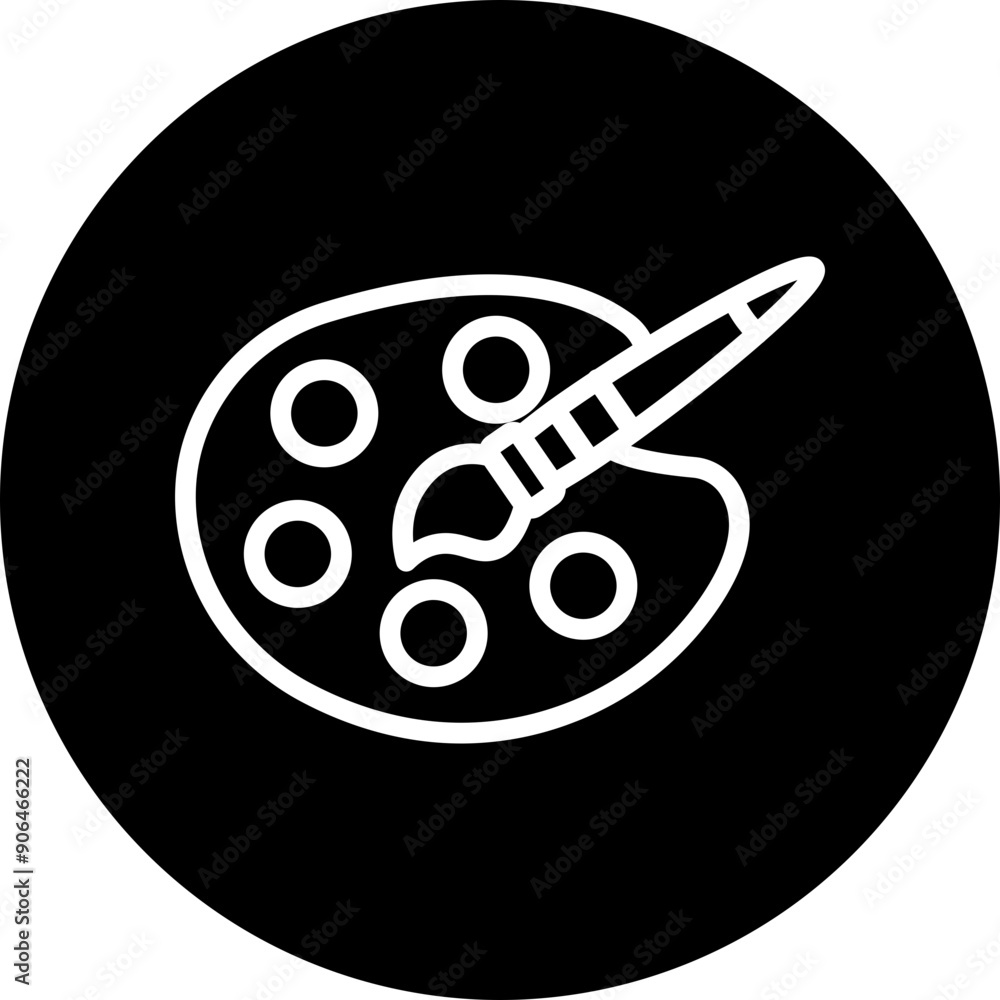 Naklejka premium Paint Palette Vector Line White Circle Black