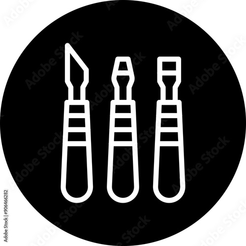 Sculpting Tools Vector Line White Circle Black